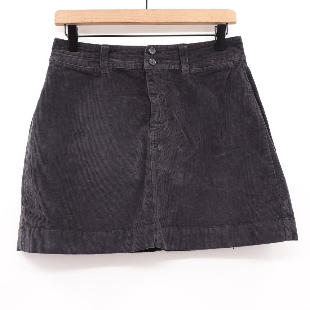 Faherty Sz 4 Organic Cotton Blend Stretch Corduroy Mini Skirt Washed Black